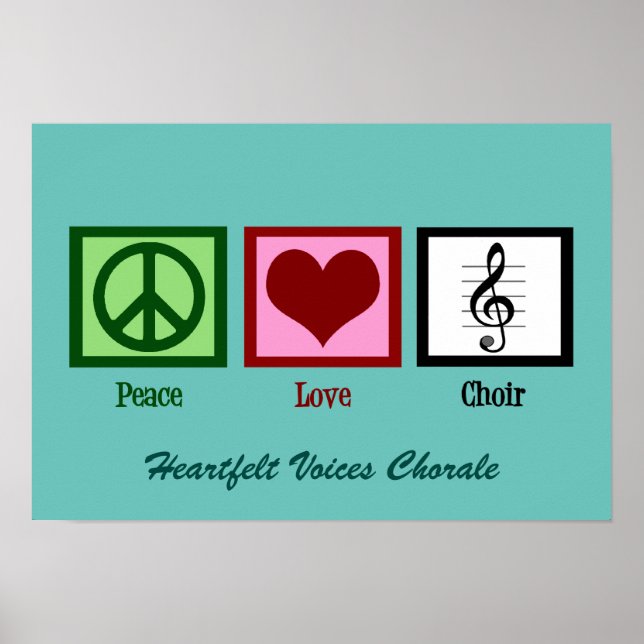 Póster Coro de amor de paz suave Verde azulado (Frente)