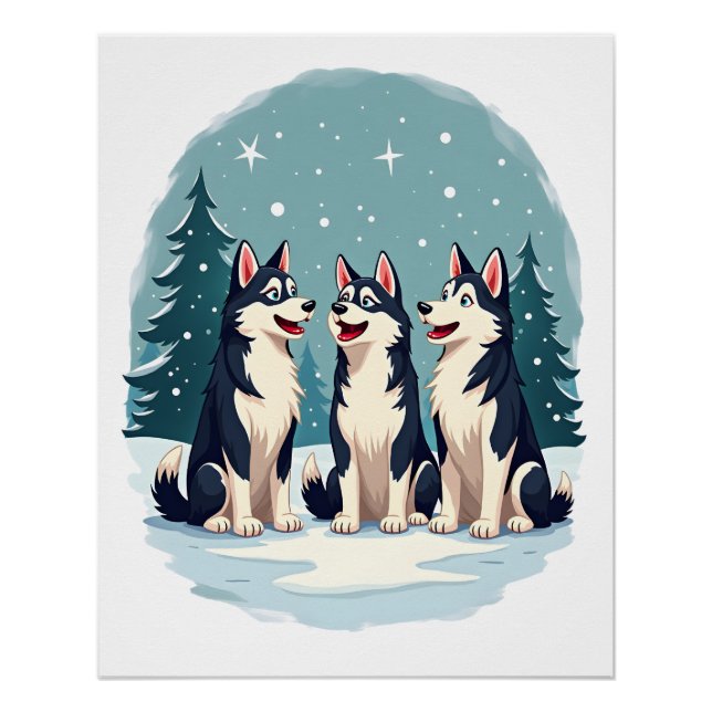Póster Coro de Navidad Husky (Anverso)