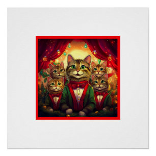 Póster Coro de Navidades de gatos de Tabby