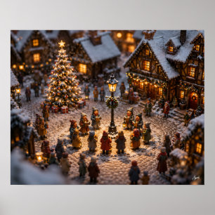 Póster Coro de villancistas en miniatura en la plaza