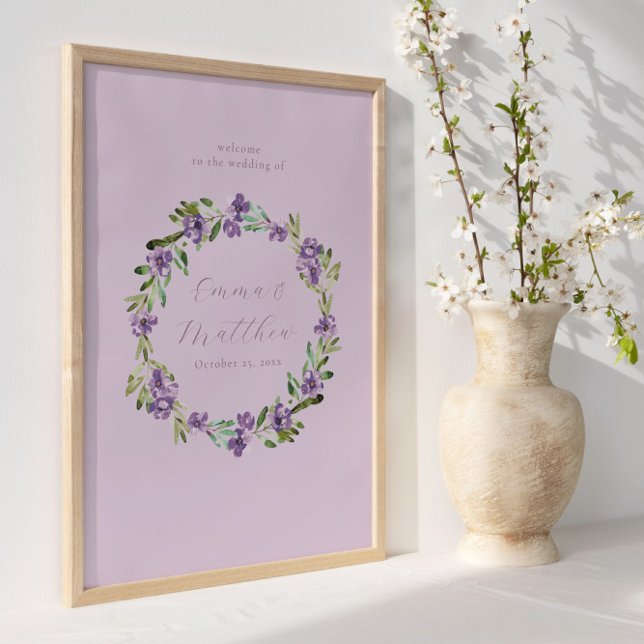 Póster Corona Botánica Morada Letrero de Bienvenida para  (Subido por el creador)
