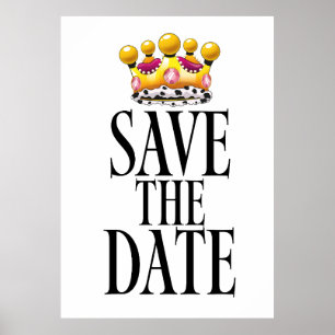 Póster corona de boda para guardar la fecha