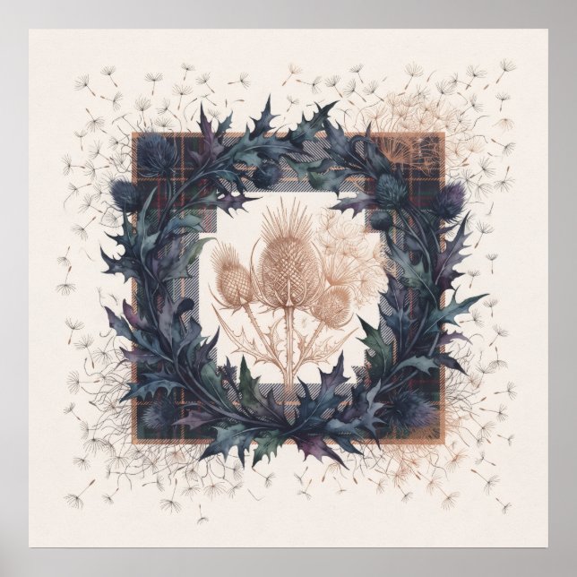Póster Corona de Cardo Tartán Patchwork Escocesa (Frente)