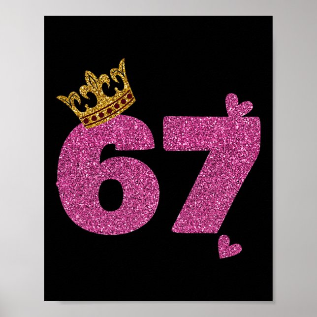 Póster Corona de cumpleaños 67 67 años Cumple  (Frente)