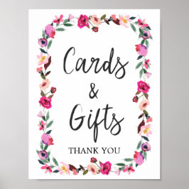 Póster Corona de flores de cuento de hadas romántico Tarj