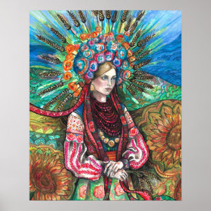 Póster Corona de flores de Ucrania
