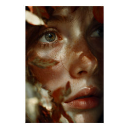 Póster Corona de Hojas de Otoño Retrato Pecoso