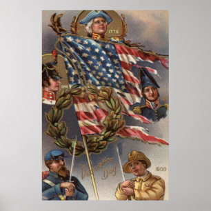Póster Corona de la bandera de EE. UU. Día de los Caídos