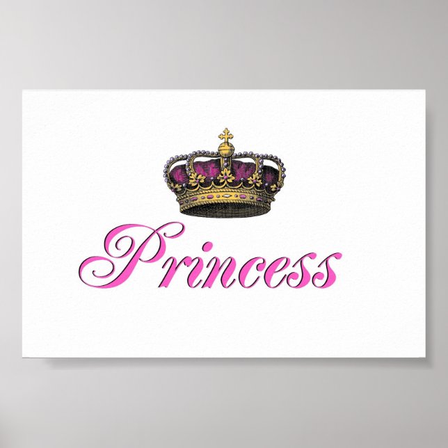 Póster Corona de la princesa en rosas fuertes (Frente)