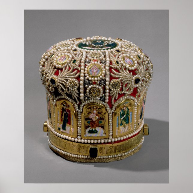 Póster Corona de mimbre con perlas y preciosas (Frente)