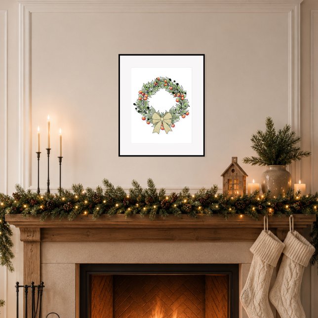 Póster Corona de Navidad botánica (Bring quiet holiday charm to your home.)