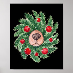 Póster Corona de Navidad de Nariz de Perro Bonito Mamá de