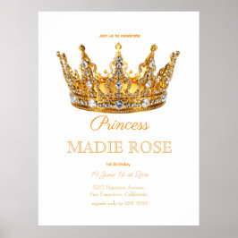 Póster Corona de Princesa Dorada Cumpleaños Cuento de Had