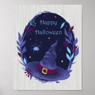 Póster Corona de sombrero de bruja de Halloween
