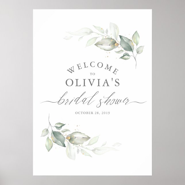 Póster Corona de Verde y Dorado Elegante Despedida de Sol (Frente)