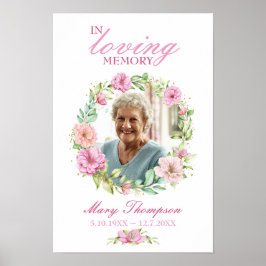 Póster Corona Floral Rosa Recuerdo Foto Funeral