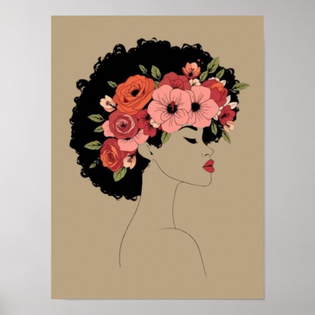 Póster Corona floreada (Frente)