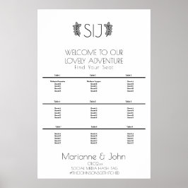 Póster Corona Minimalista Ornamento Logo de Boda Gráfico 