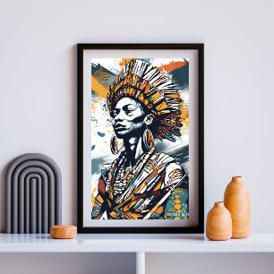 Póster Coronada en el patrimonio - Afrocéntrica reina tri