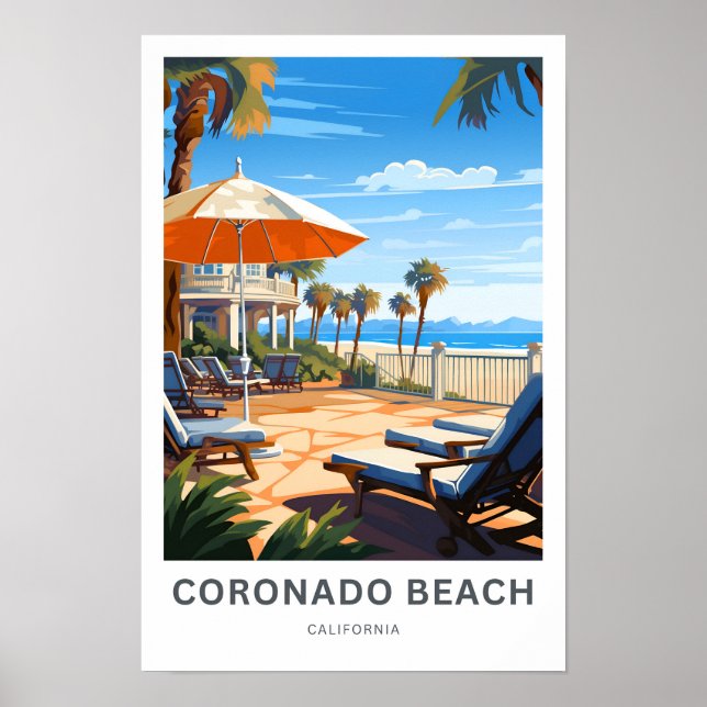 Póster Coronado Beach California Travel Print (Frente)