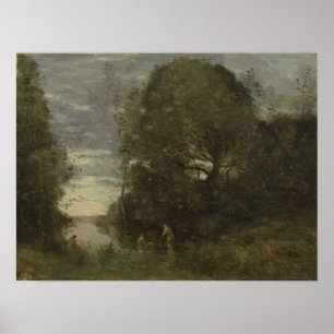 Póster Corot - Bañeras En Una Carne De Madera