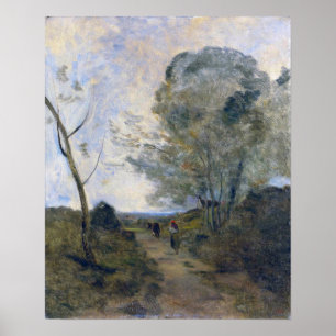 Póster Corot - Campesino de Arleux conduciendo una vaca a