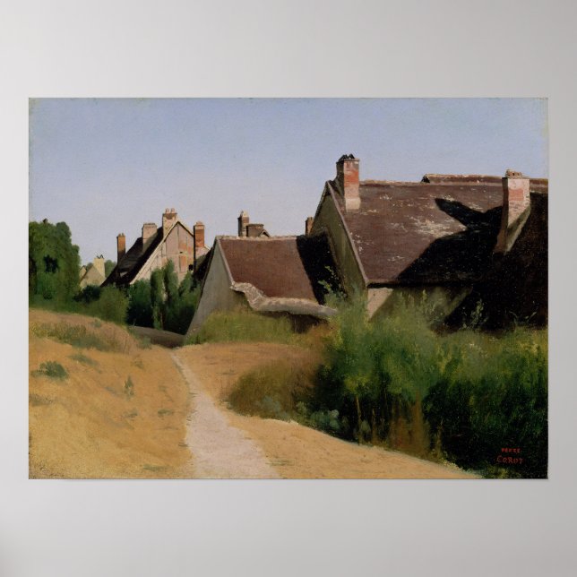 Póster Corot - Casas Cercanas A Orleans (Frente)