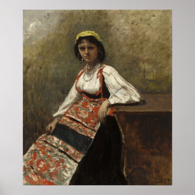 Póster Corot - Chica Italiana 1872 (Frente)