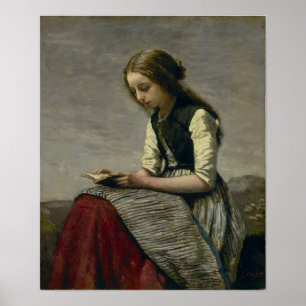 Póster Corot - Chica leyendo