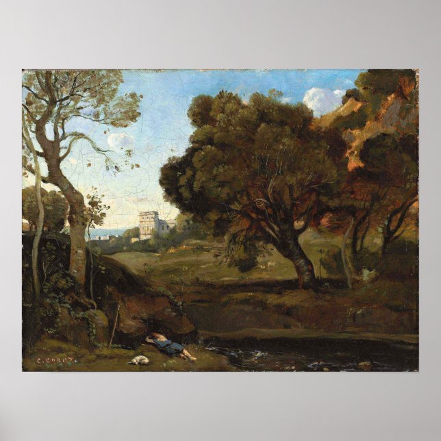 Póster Corot - Descanso del Pastor (Frente)