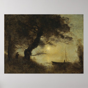 Póster Corot - El Barco a la Luz de la Luna 1871