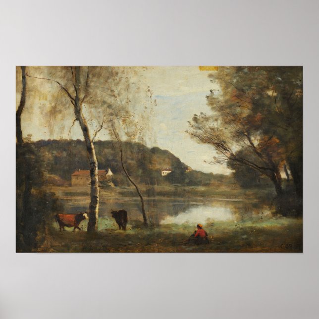 Póster Corot - El lago de Ville-D'Avray (Frente)