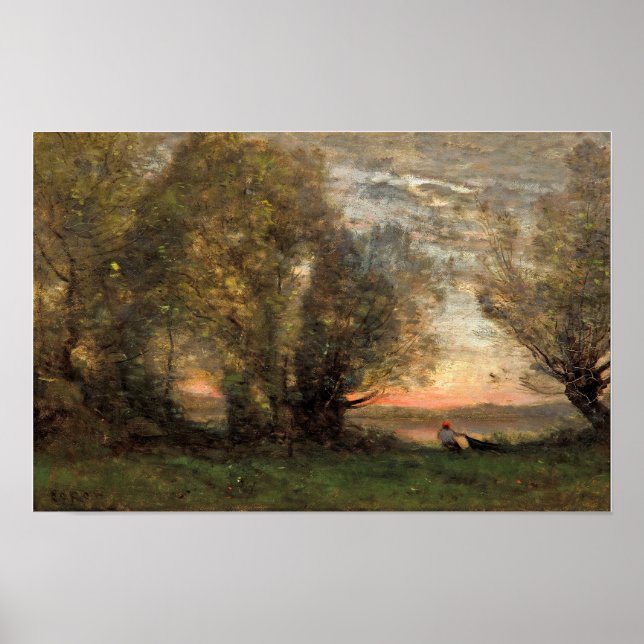 Póster Corot - El pescador (Frente)