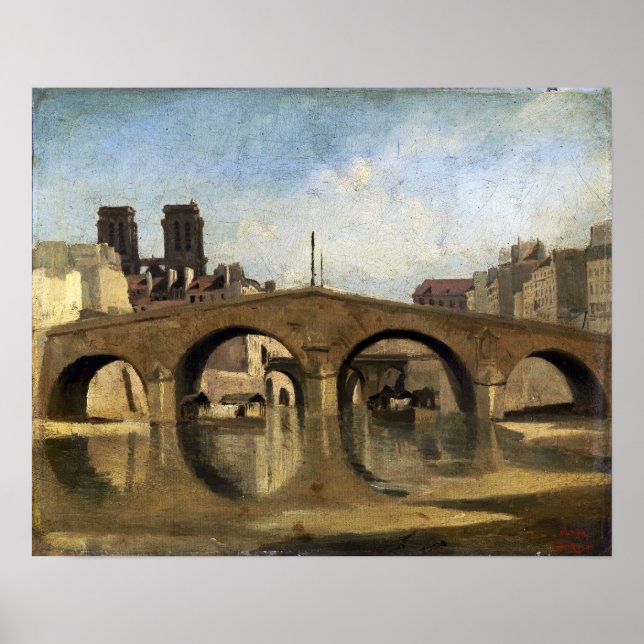 Póster Corot - El viejo puente Saint-Michel 1823 (Frente)