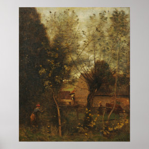 Póster Corot - Escena de granja