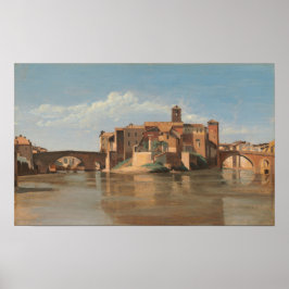 Póster Corot - Isla, Puente De San Bartolomeo Roma 1825