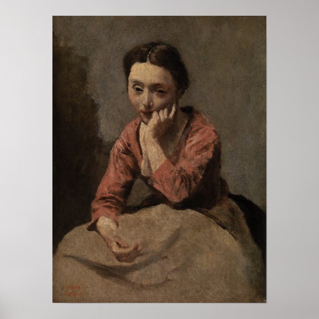 Póster Corot - Joven Pensativa (Frente)