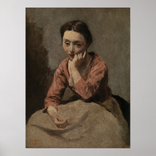 Póster Corot - Joven Pensativa