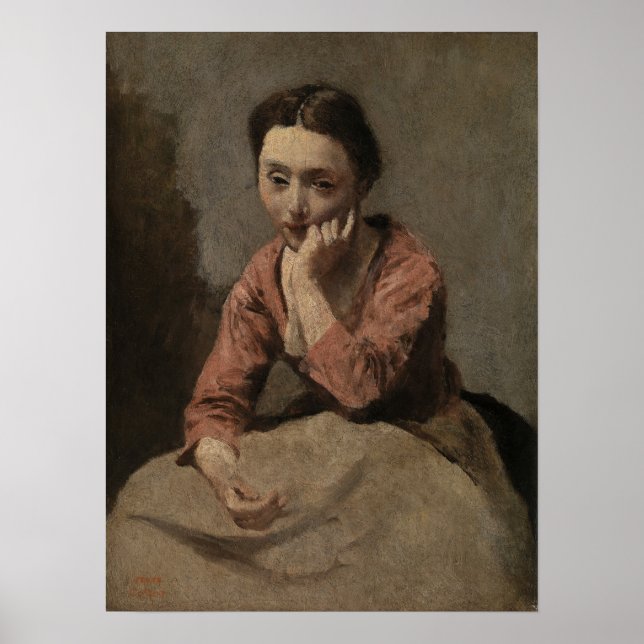 Póster Corot - Joven Pensativa (Frente)