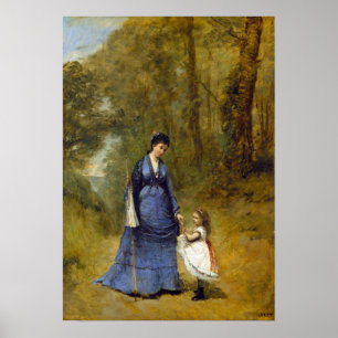 Póster Corot - Madame Stumpf Y Su Hija