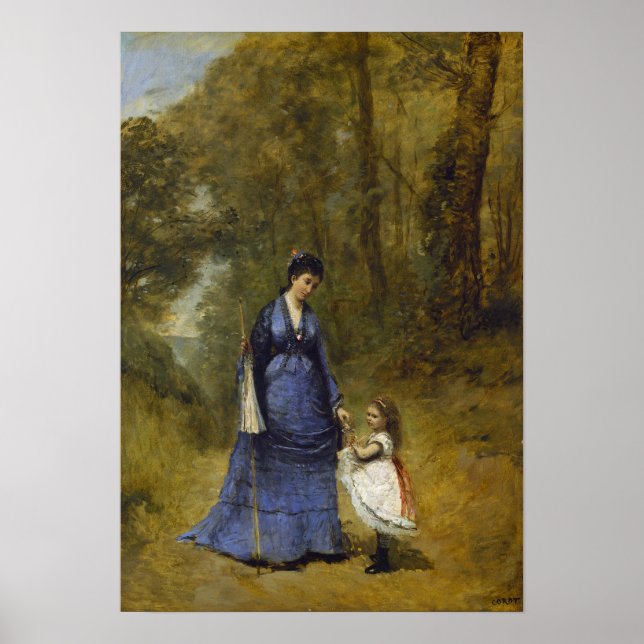Póster Corot - Madame Stumpf y su hija (Frente)