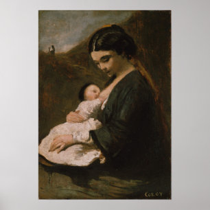Póster Corot - Madre y Niño