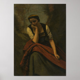 Póster Corot - Mujer Meditando