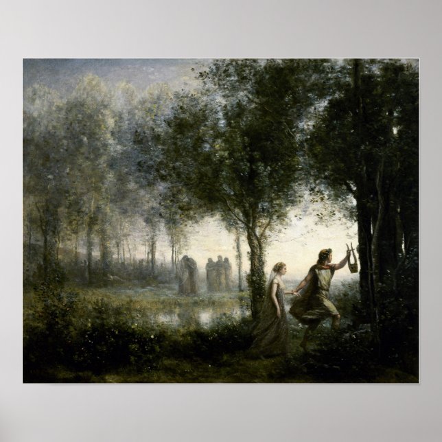 Póster Corot - Orfeo guiando a Eurídice desde el inframun (Frente)