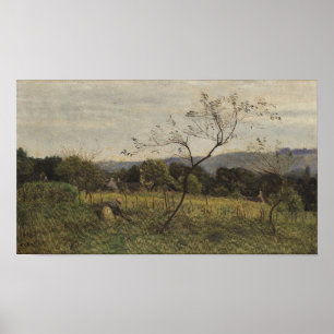 Póster Corot - Paisaje con campesina 1861