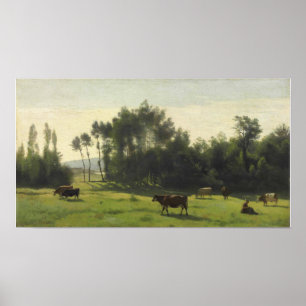 Póster Corot - Pasturas En L Aurore 1845