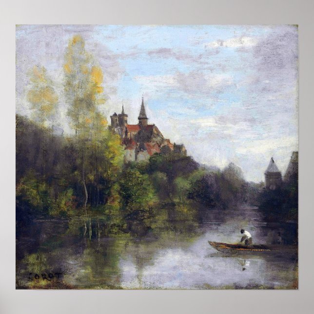 Póster Corot - Semur, Catedral Vista Desde Armançon (Frente)
