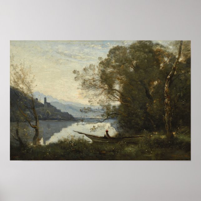 Póster Corot - The Moored Boatman (Frente)