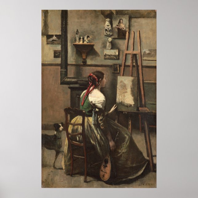 Póster Corot's Studio - Jean-Baptiste- Corot Fine Art (Frente)