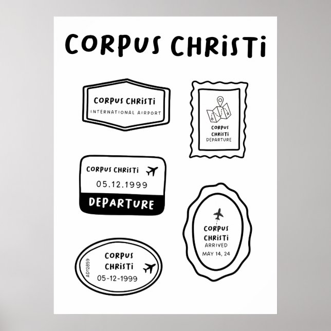 Póster Corpus Christi - Colección de sellos de viaje (Frente)